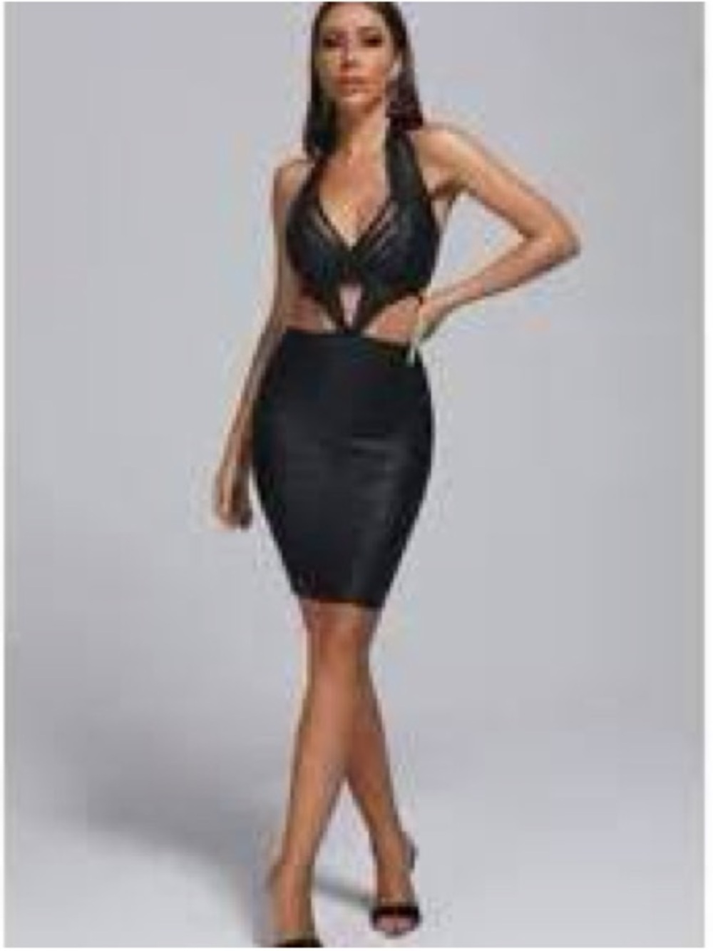 Bella Barnett Dress Black Cutout Halter Bodycon Womens Size S NWT